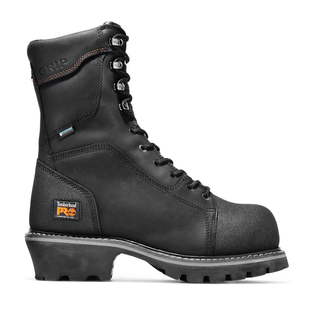 Timberland Mens Pro Boots Rip Saw 9" Comp Toe Logger - Black - India CJ8765390